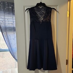 Elegant Navy Lace Dress